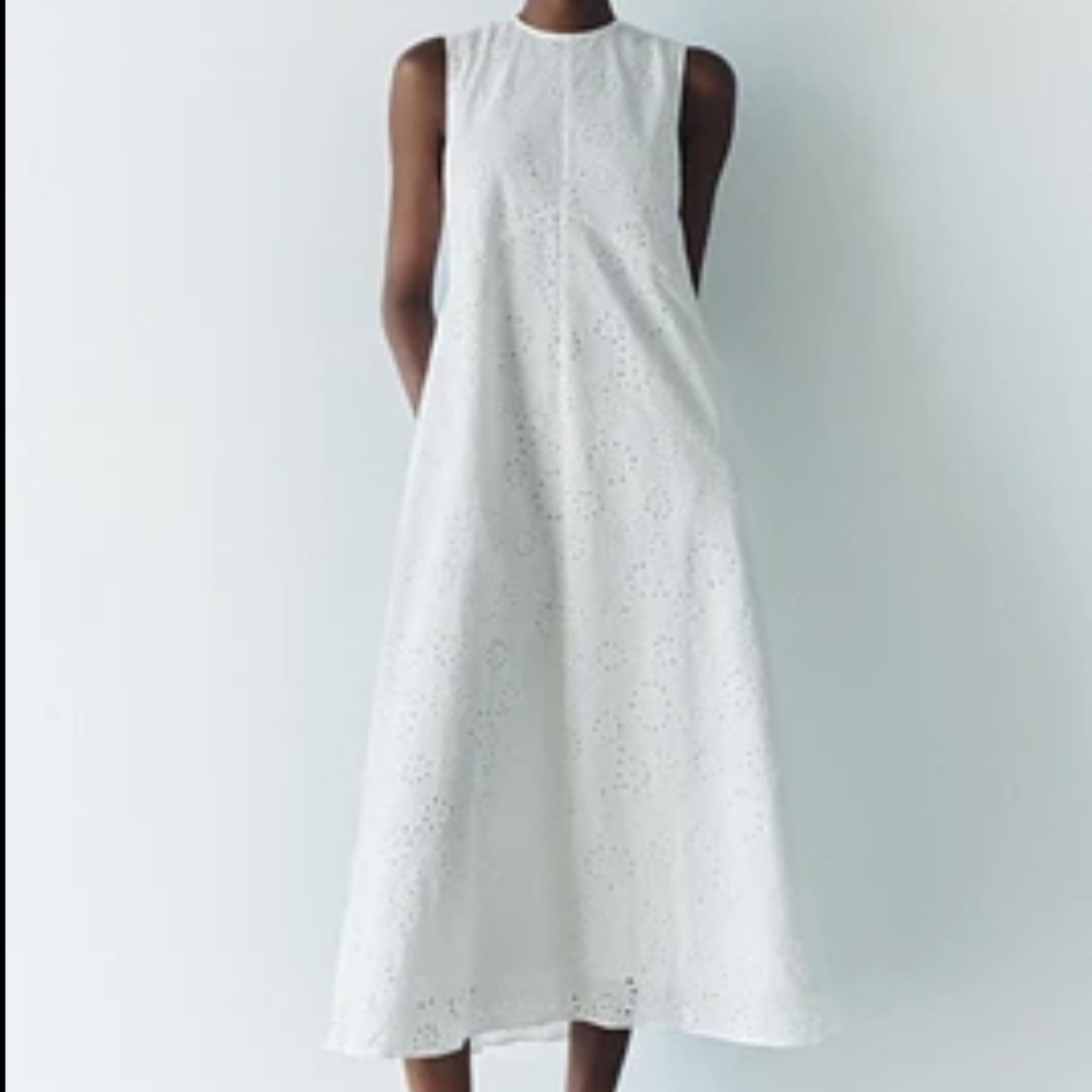 Zara NWT ZW Collection embroidery white dress 8571/115
